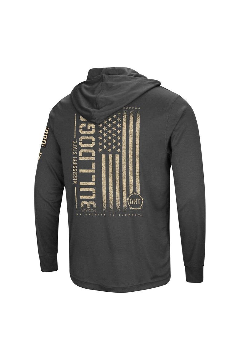 Men's Colosseum Heather Black Mississippi State Bulldogs Team OHT Military Appreciation Long Sleeve Hoodie T-Shirt, Alternate, color, Black