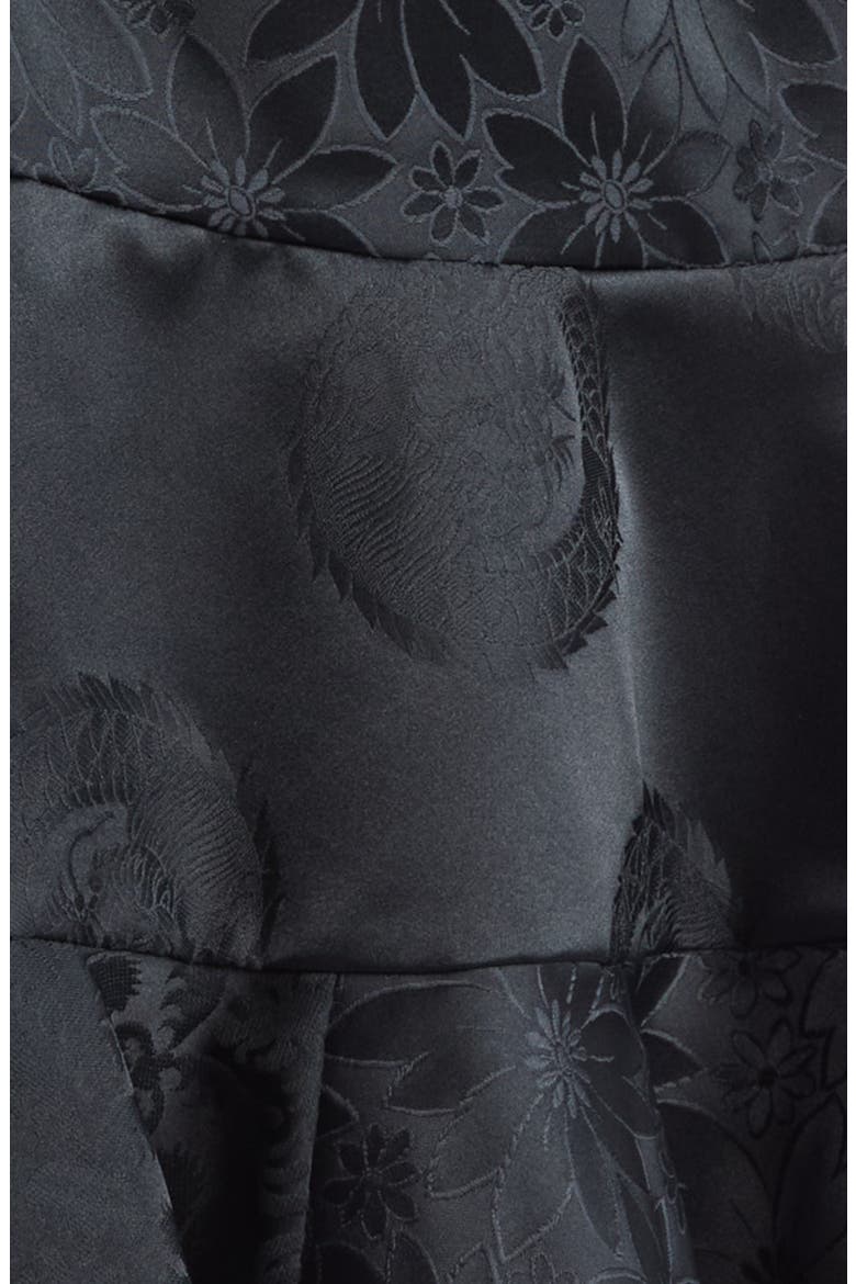 Floral Jacquard Tiered Midi Skirt, Alternate, color, BLACK X BLACK X BLACK