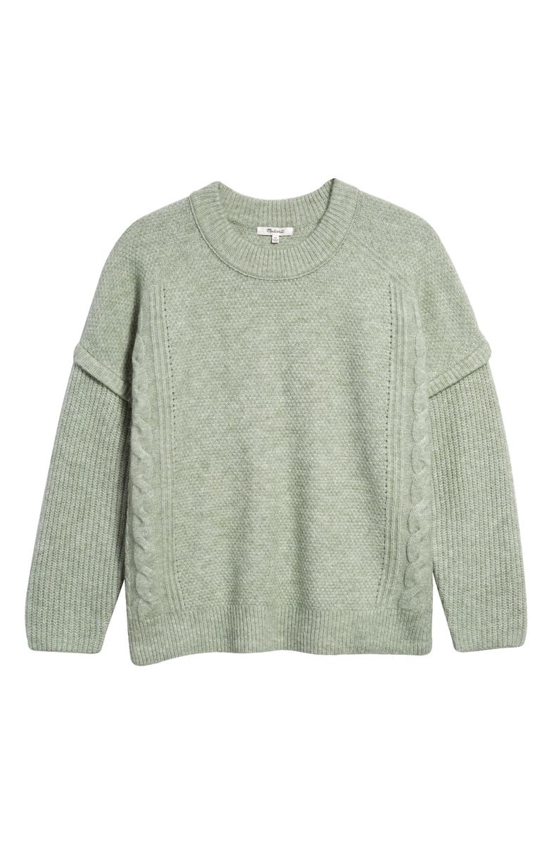 Madewell Cable Stitch Crewneck Sweater, Alternate, color,
