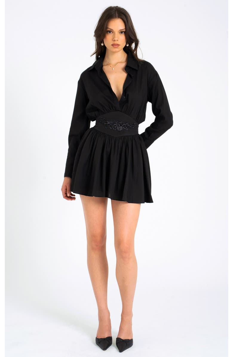 Miss Circle Jamilia Locyell Mini Shirt Dress with Waist Detail, Alternate, color, Black