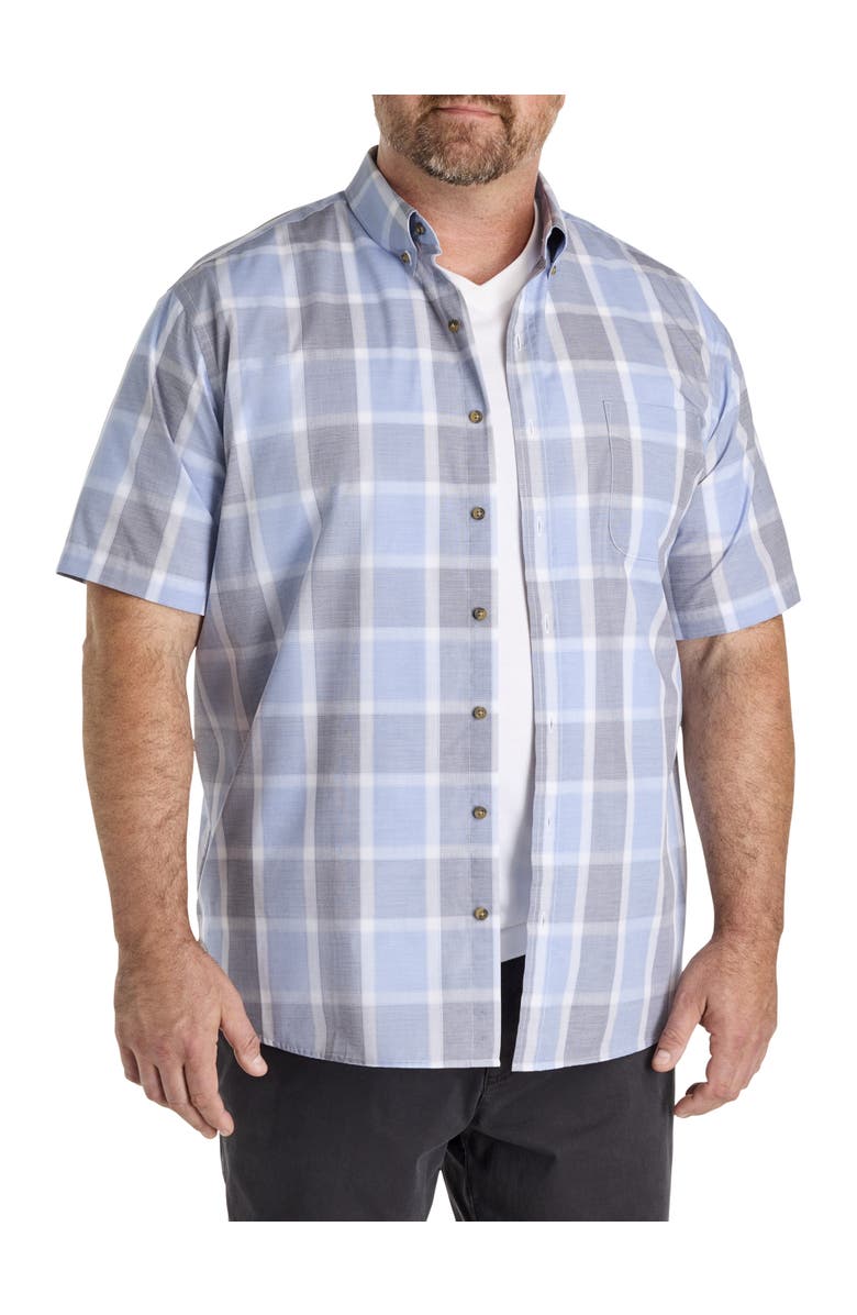 Harbor Bay by DXL Big & Tall Easy-Care Large Plaid Sport Shirt, Main, color, Blue
