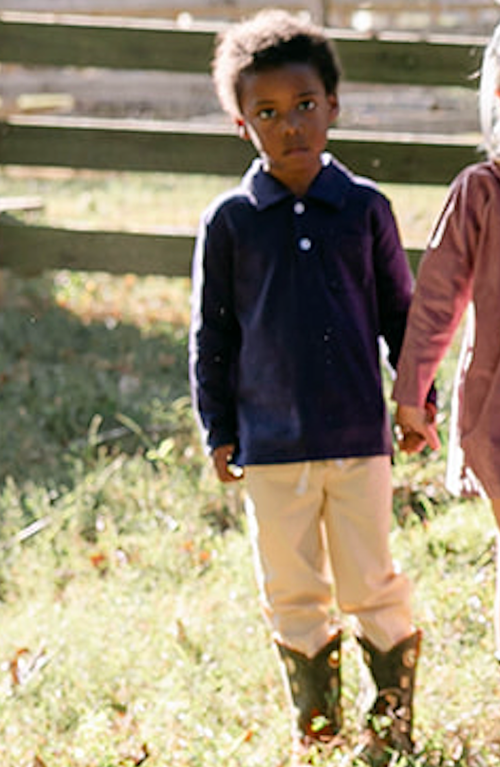 Little Paper Kids Reid Long Sleeve Polo In Blue
