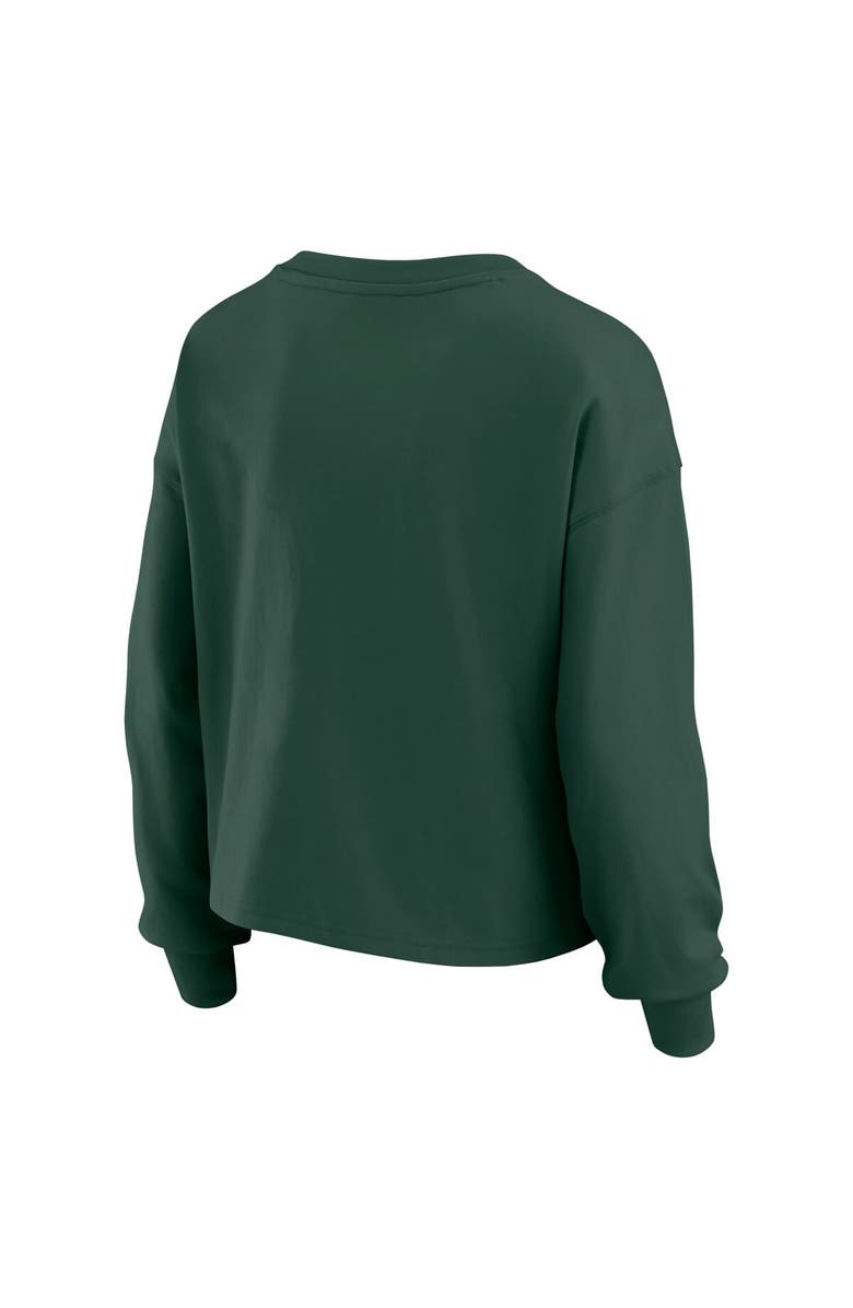 WEAR by Erin Andrews Women's WEAR by Erin Andrews Green Green Bay Packers Heavy Rugby Jersey Long Sleeve T-Shirt & Shorts Lounge Set, Alternate, color,