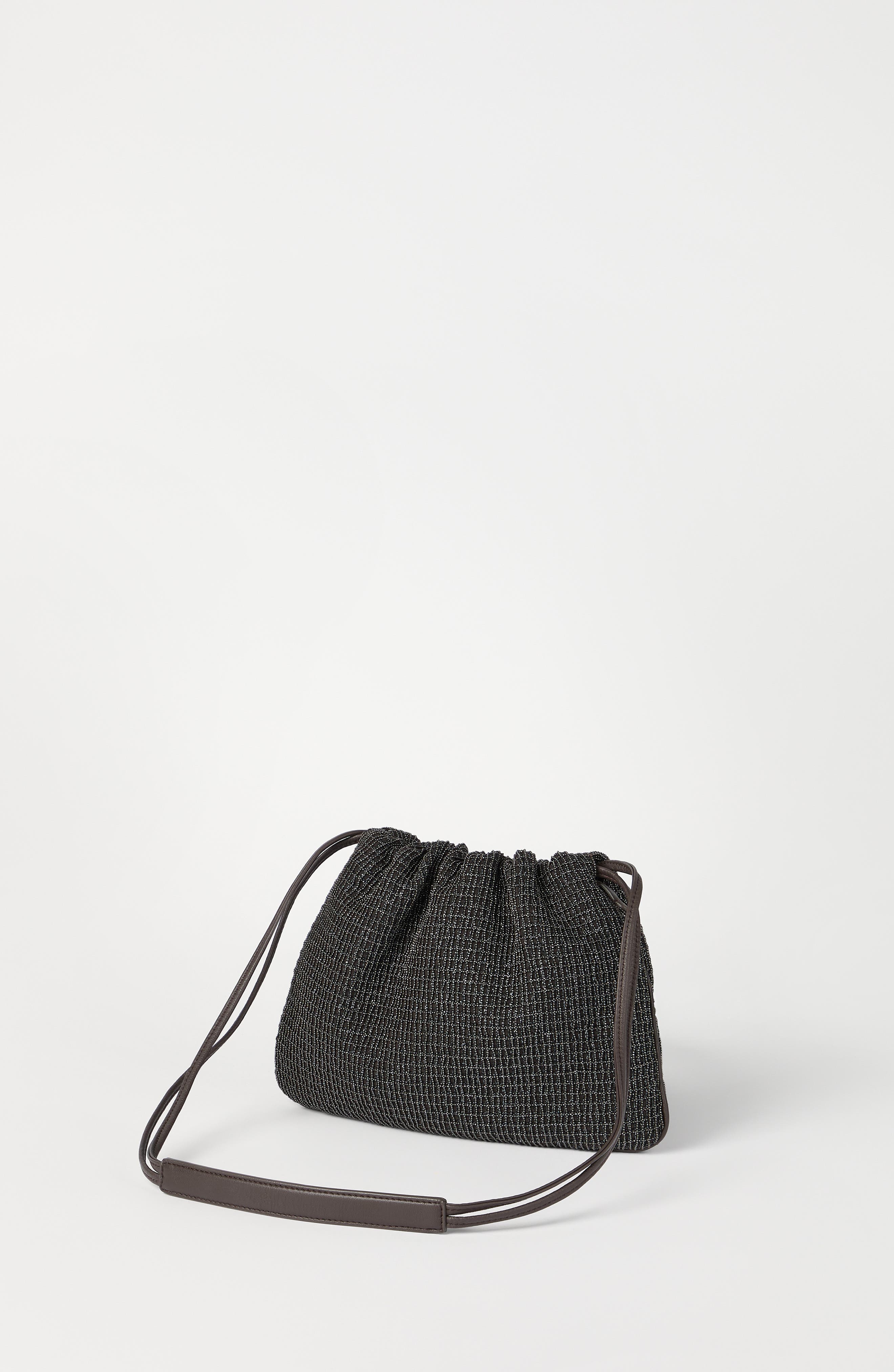 Brunello Cucinelli Riding leather soft pochette, Alternate, color, Black