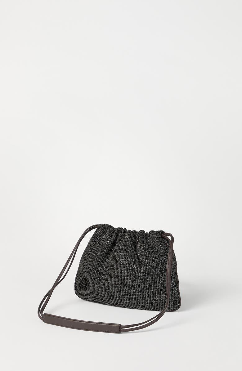 Brunello Cucinelli Riding leather soft pochette, Alternate, color, Black