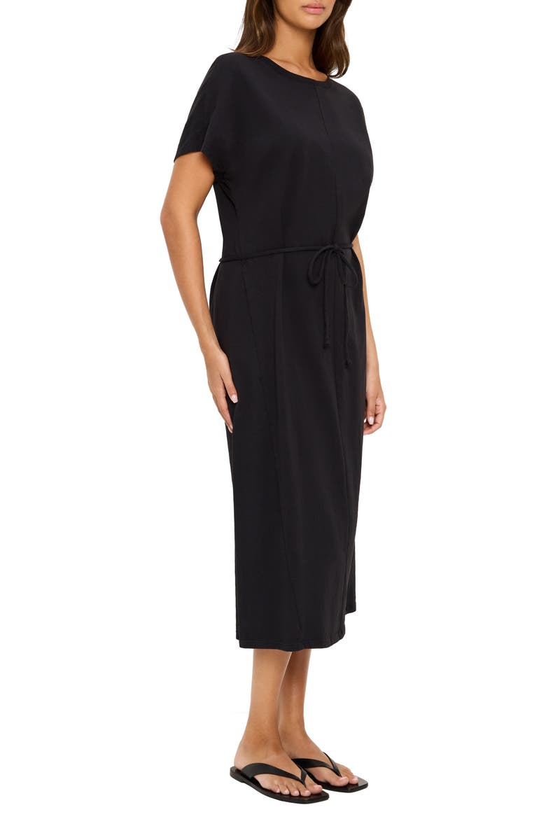 Evangeline Cotton Jersey Midi Dress, Alternate, color, BLACK