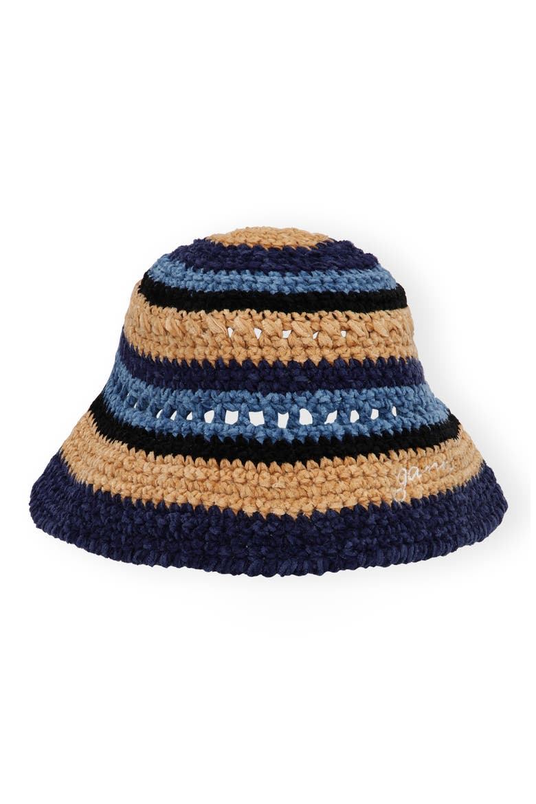 Crochet Mix Bucket Hat, Main, color, BLUE MULTI