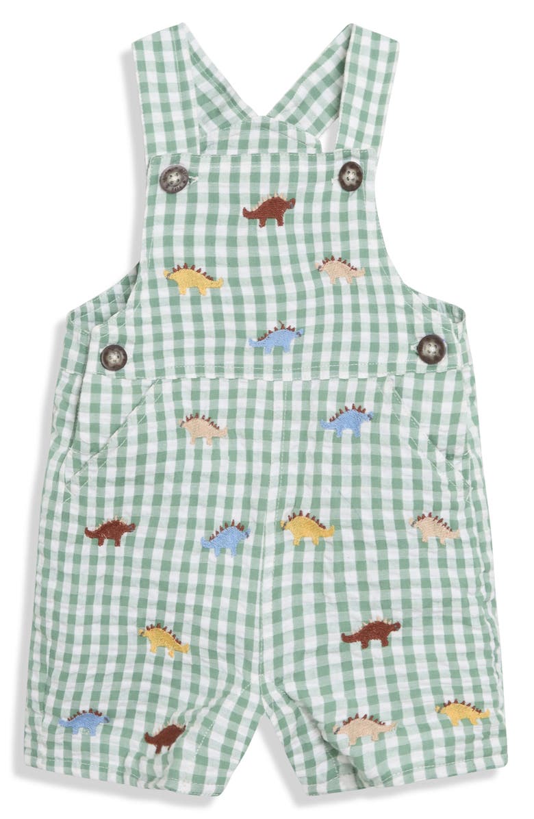 JOJO MAMAN BEBE Dino Embroidered Cotton Overalls, Main, color, 