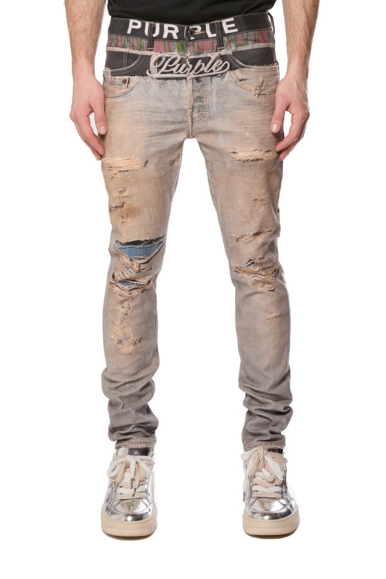 Skinny Trompe l'Oeil Boxer Jeans, Main, color, BLUE MULTI