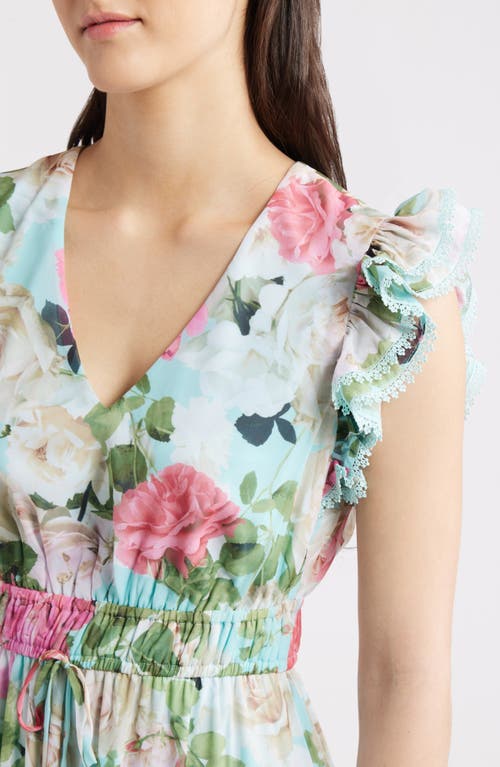 Anne Klein Floral Ruffle Drawstring Waist Dress