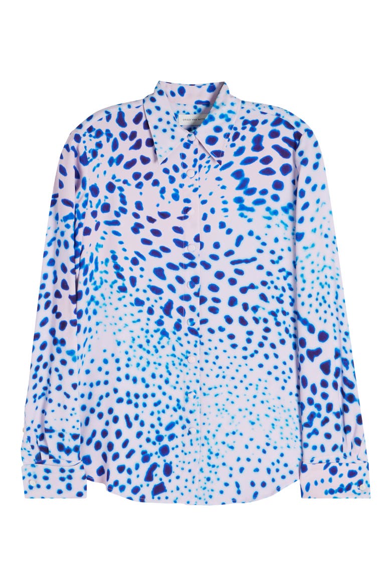 Celina Orchid Spot Snap-Up Shirt, Alternate, color, BLUE