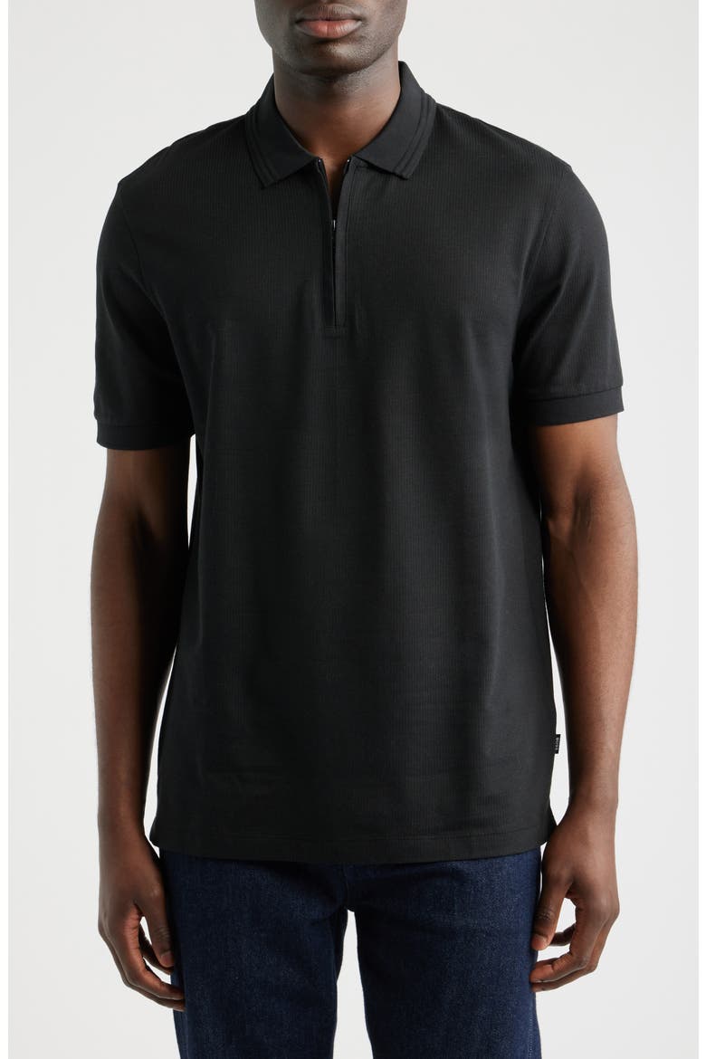Paras Piqué Zip Polo, Main, color, BLACK