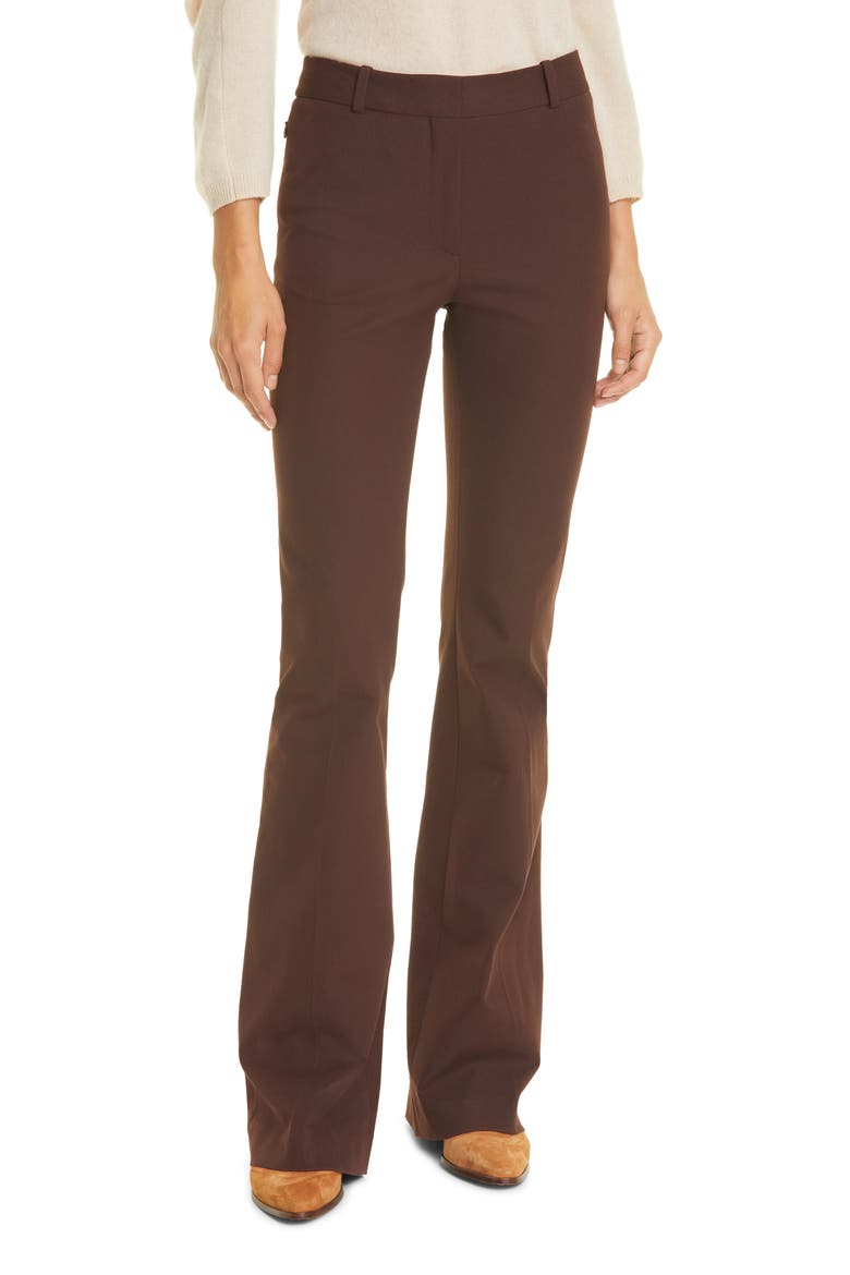 Le High Flare Stretch Cotton Trouser Pants, Main, color, MAHOGANY