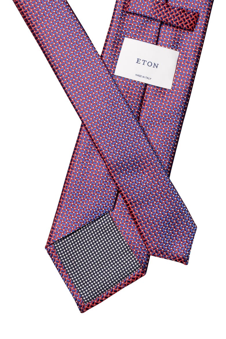 Geometric Jacquard Silk Tie, Alternate, color, MEDIUM RED