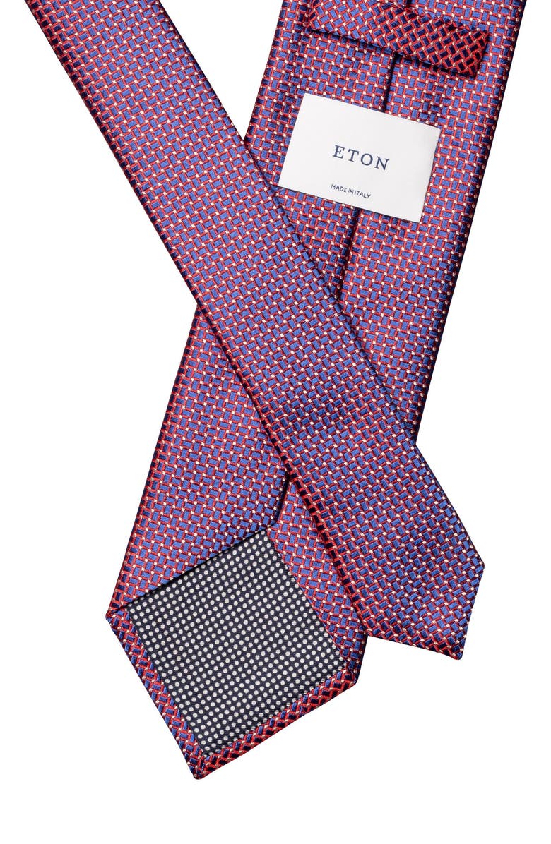 Eton Geometric Jacquard Silk Tie, Alternate, color, Medium Red