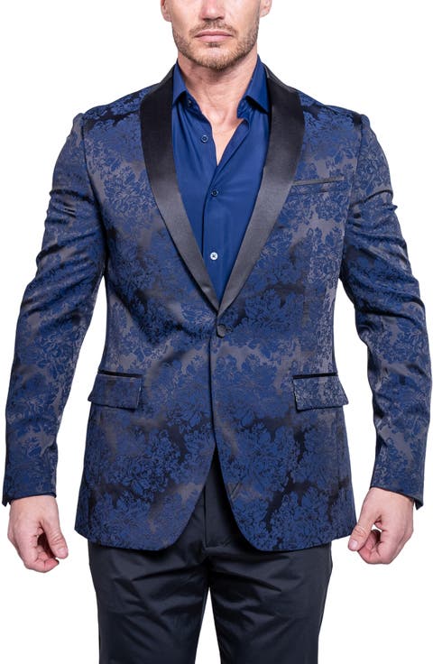 Tesla Ascension2169 Blue Floral Jacquard Dinner Jacket