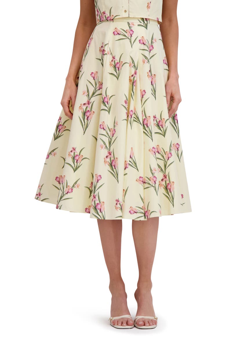Floral Midi Skirt, Main, color, TRANSPARENT YELLOW