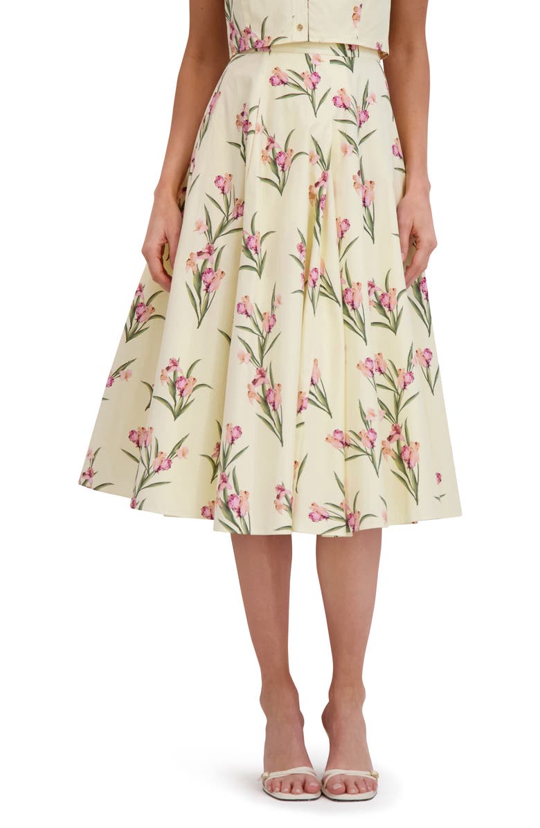 Ted Baker Floral Midi Skirt, Main, color, Transparent Yellow