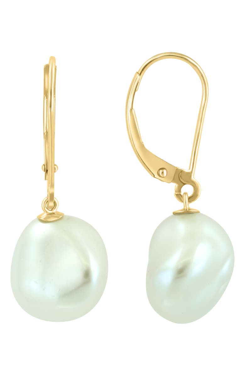 EFFY 14K Yellow Gold 10mm Freshwater Pearl Drop Lever Back Earrings, Alternate, color, Yellow Gold