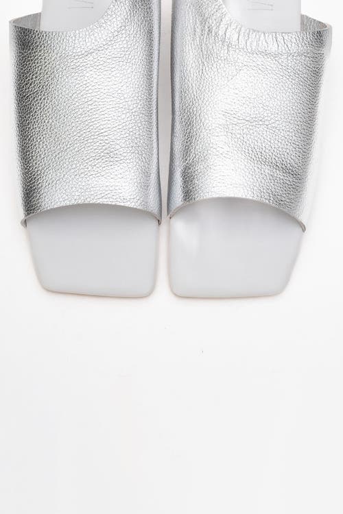 Forever & Always Shoes Orianna Leather Slide Sandal In Silver