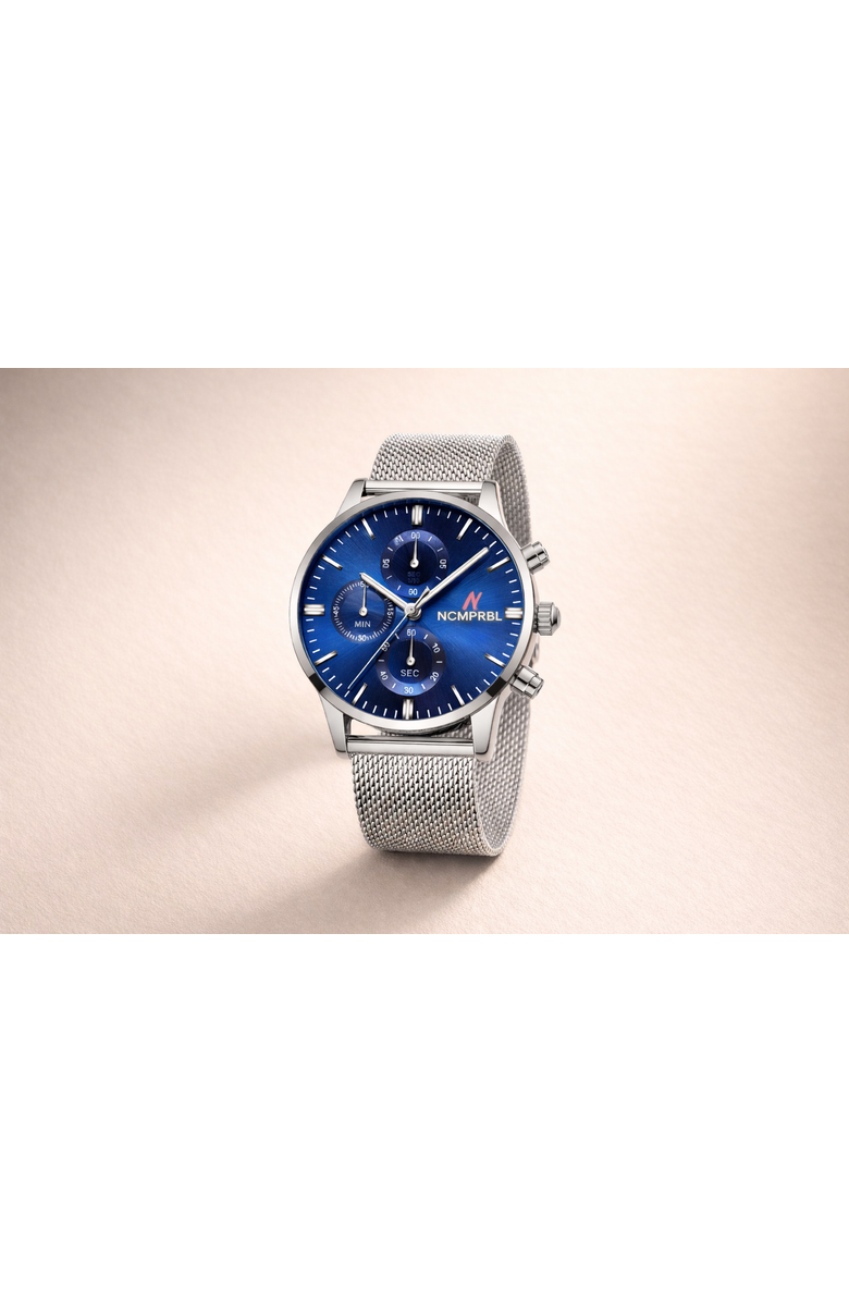NCMPRBL Prolific 42 Men
s Chronograph Watch, 43MM, Main, color, Silver/Blue