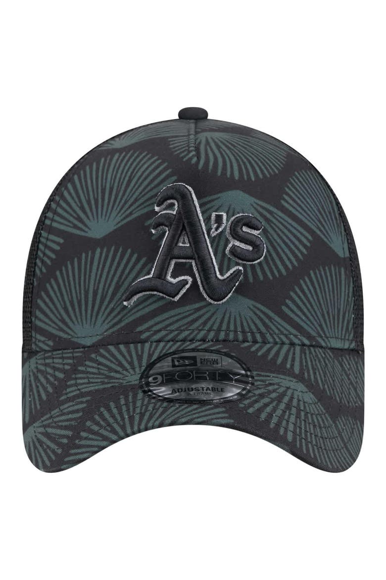 Men's New Era  Black Athletics 9FORTY A-Frame Trucker Adjustable Hat, Alternate, color, Black