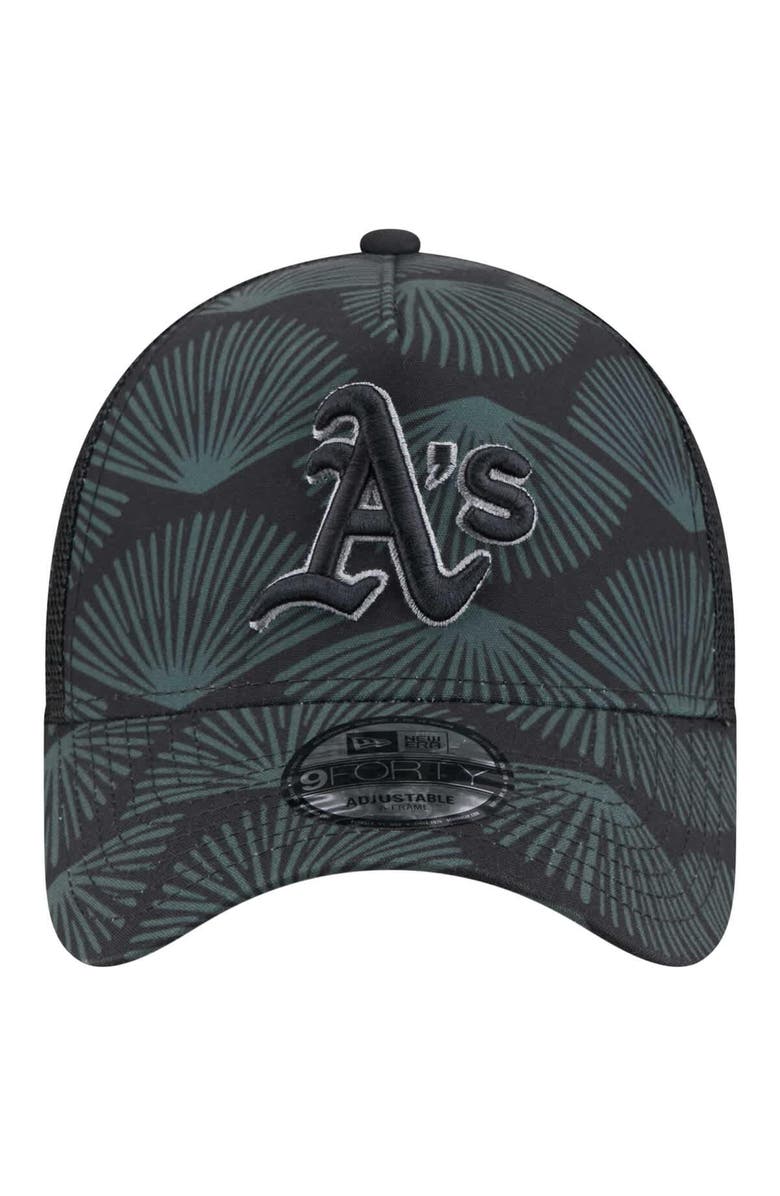 New Era Men's New Era Black Athletics 9FORTY A-Frame Trucker Adjustable Hat, Alternate, color, Black
