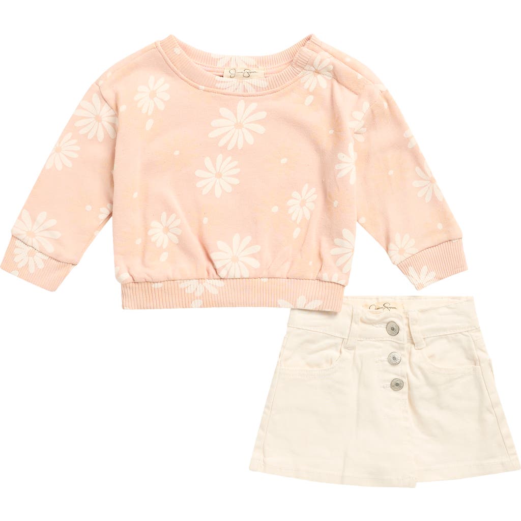 Jessica Simpson Terry Sweater & Skort Set In Pink
