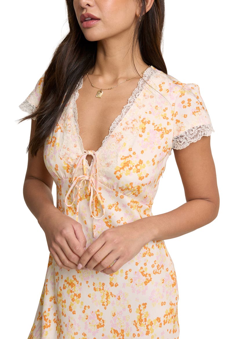 Aida Floral Midi Dress, Alternate, color, ORANGE
