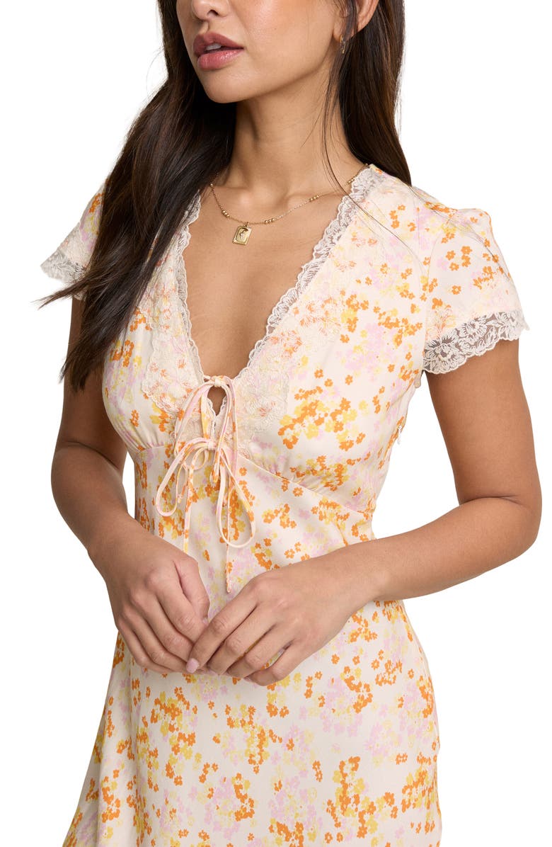 Nobody's Child Aida Floral Midi Dress, Alternate, color, Orange