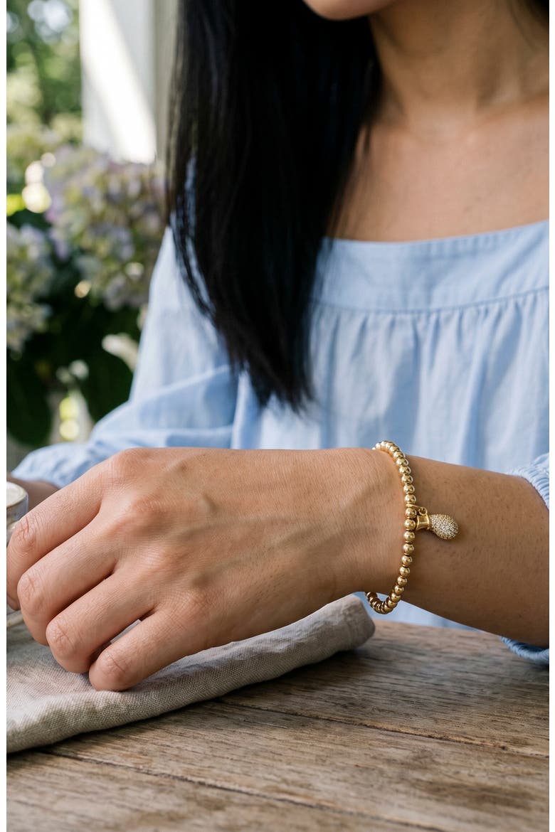 Pineapple Beaded Stretch Bracelet, Alternate, color, GOLD