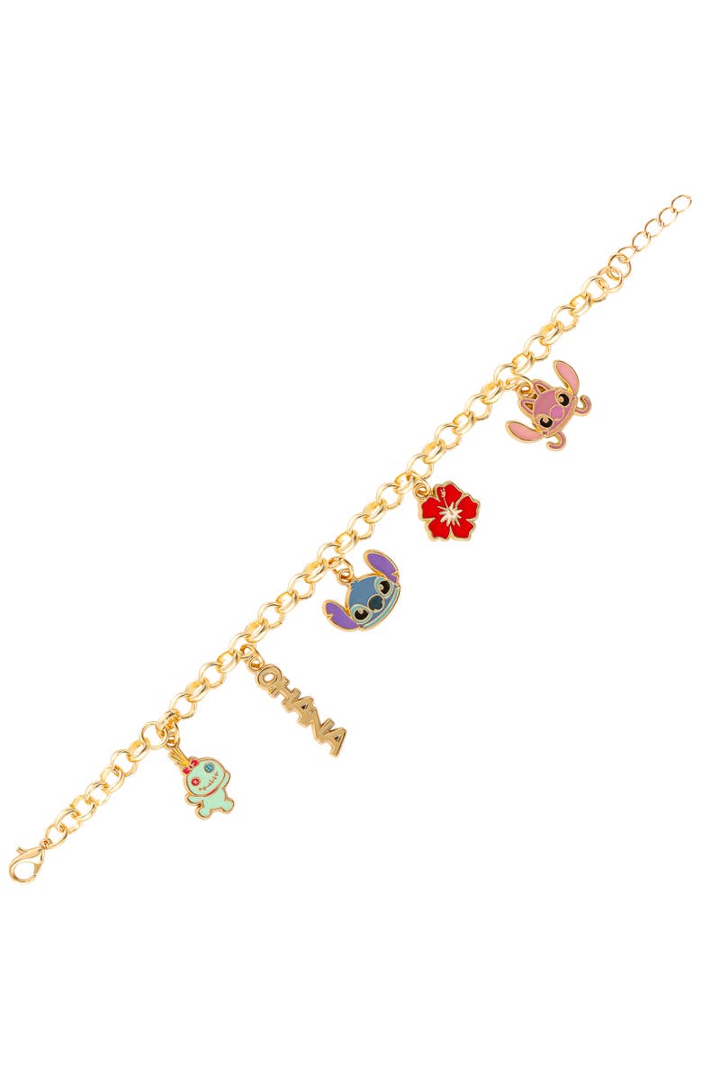 Disney Lilo and Stitch Fashion Stitch Charm Bracelet, 7+1'' Chain, Alternate, color, Gold