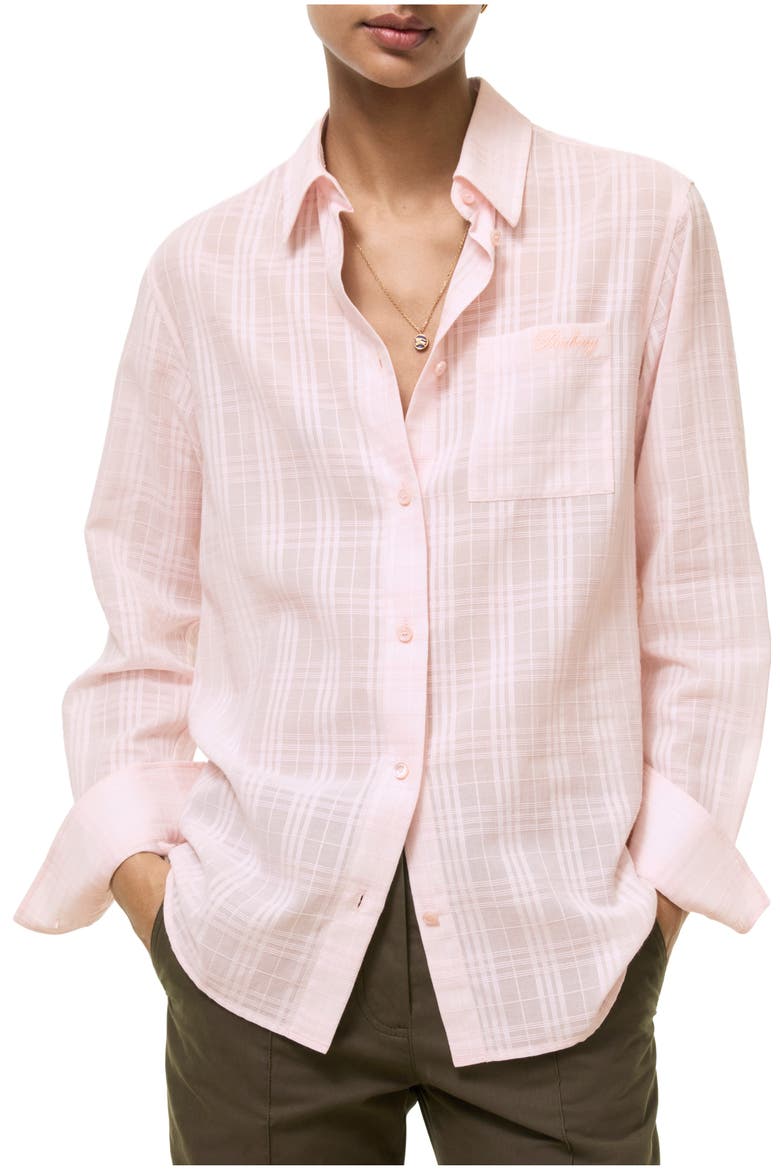 Classic Fit Check Cotton Shirt, Main, color, Frosty pink