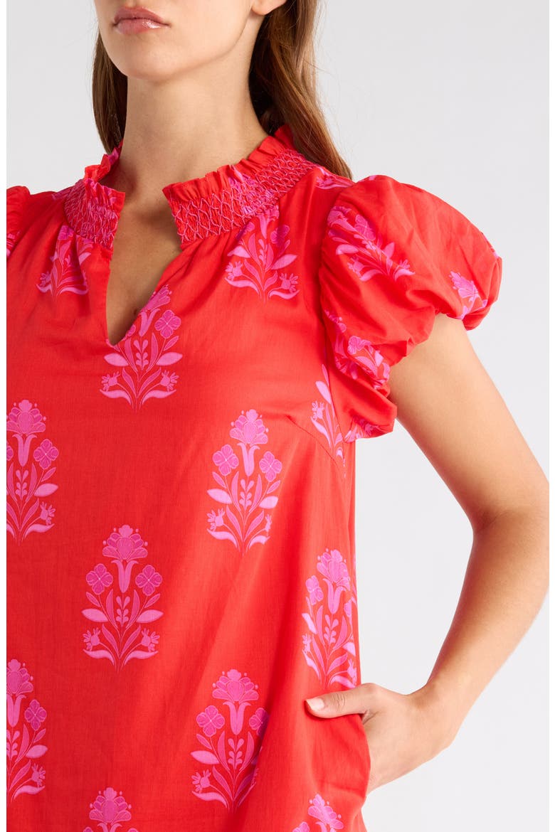 Vermina Floral Print Cotton Shift Dress, Alternate, color, RED-FUCHSIA