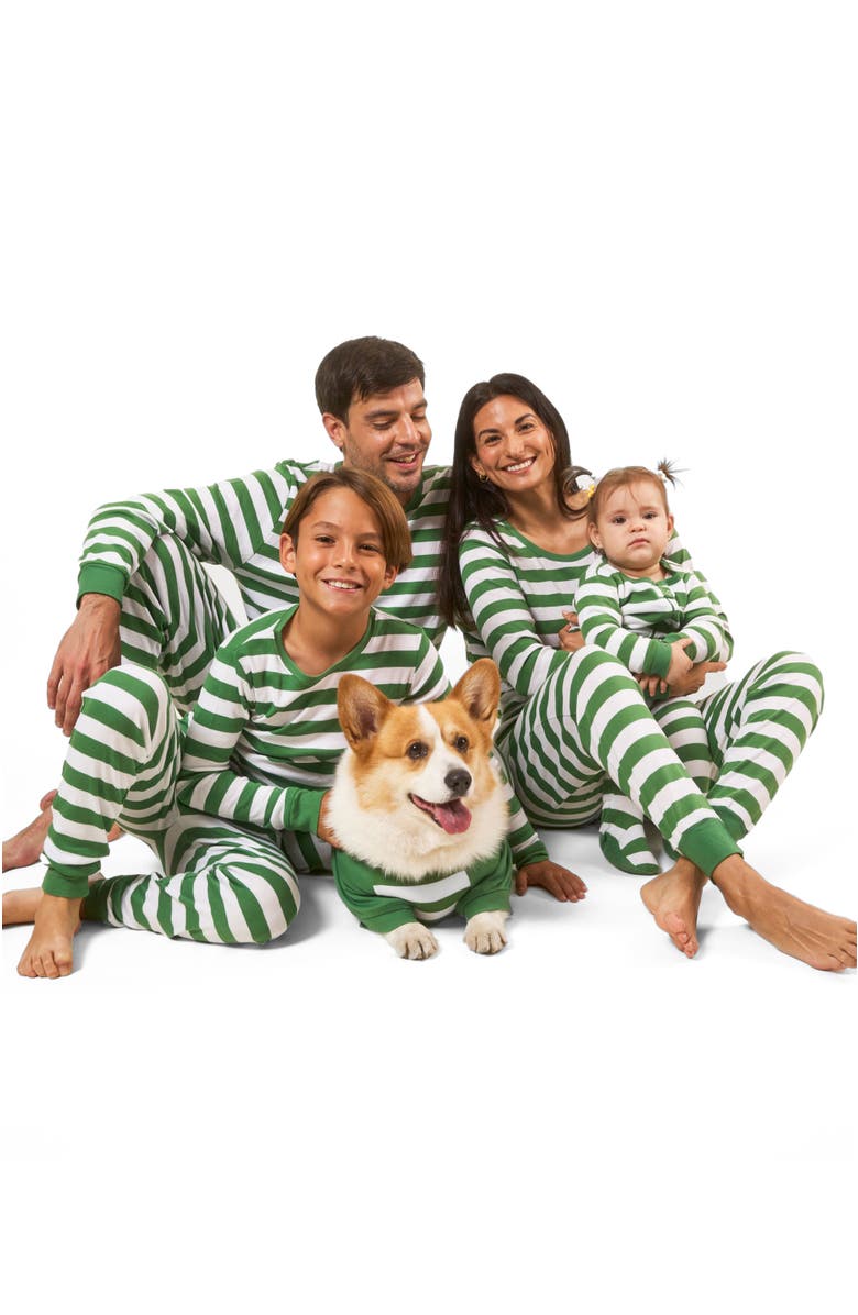 Leveret Men
s Cotton Striped Matching Family Holiday Pajamas, Alternate, color, Green
White