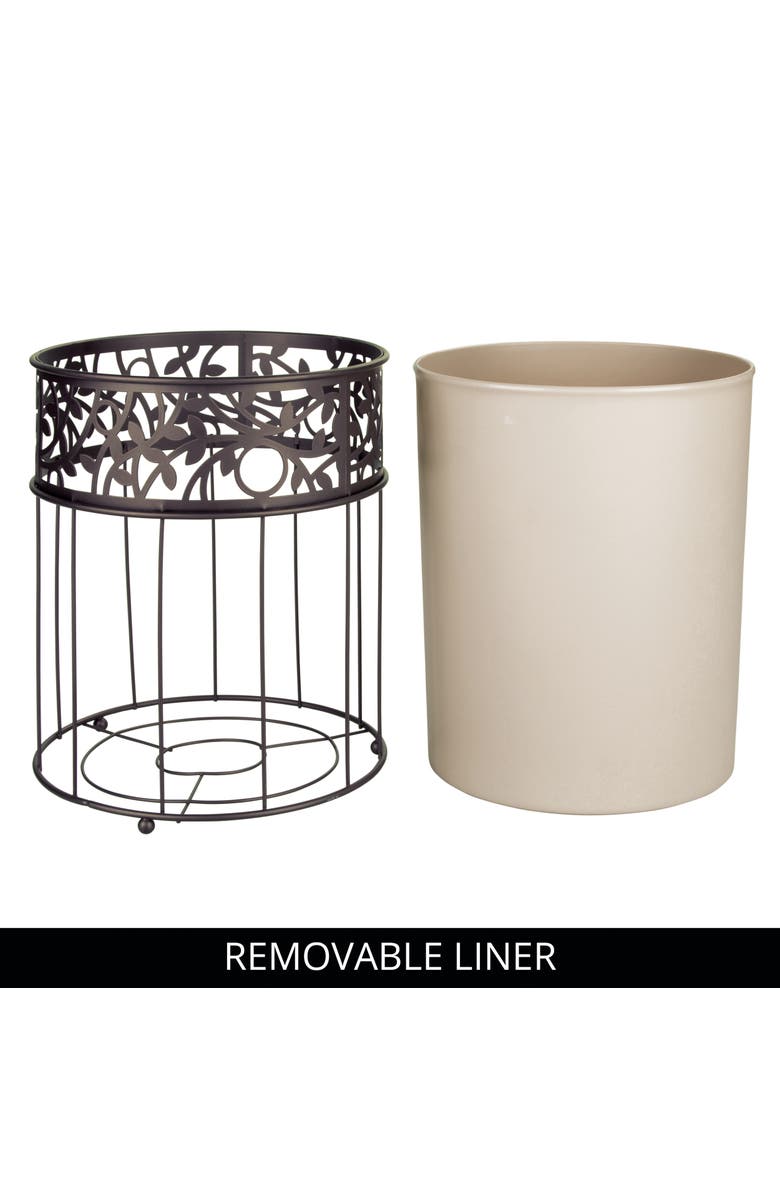 iDesign Metal Vine Trash Can with Insert - Set of 2 - Vanilla/Bronze, Alternate, color, Bronze