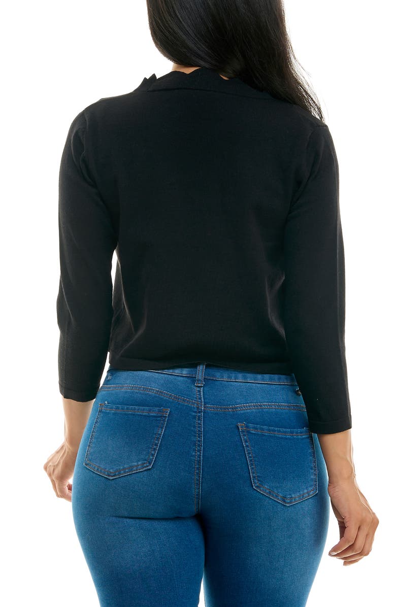 Nina Leonard Scalloped Bolero Shrug Sweater, Alternate, color, Black
