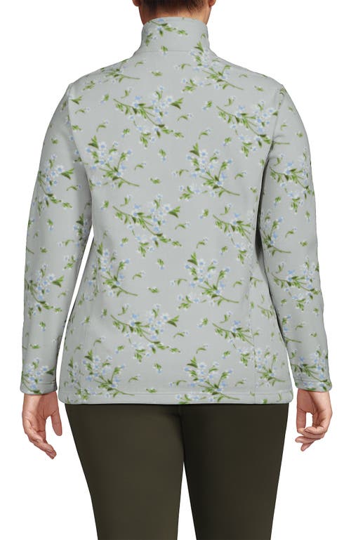 Lands' End Anyweather Fleece Quarter Zip Pullover In Pale Gray Floral