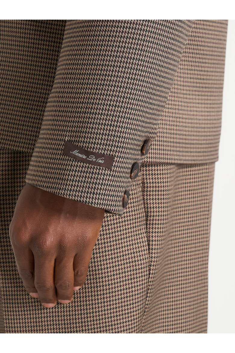 Didier Houndstooth Double Breasted Blazer, Alternate, color, Brown