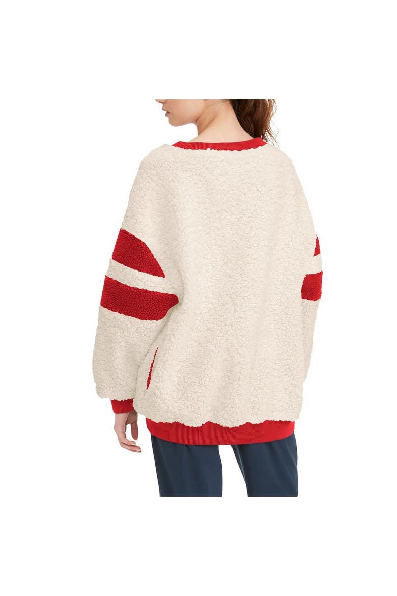 Women's Tommy Jeans Oatmeal/Red Chicago Bulls Mindy Sherpa Pullover Sweatshirt, Alternate, color, Oatmeal