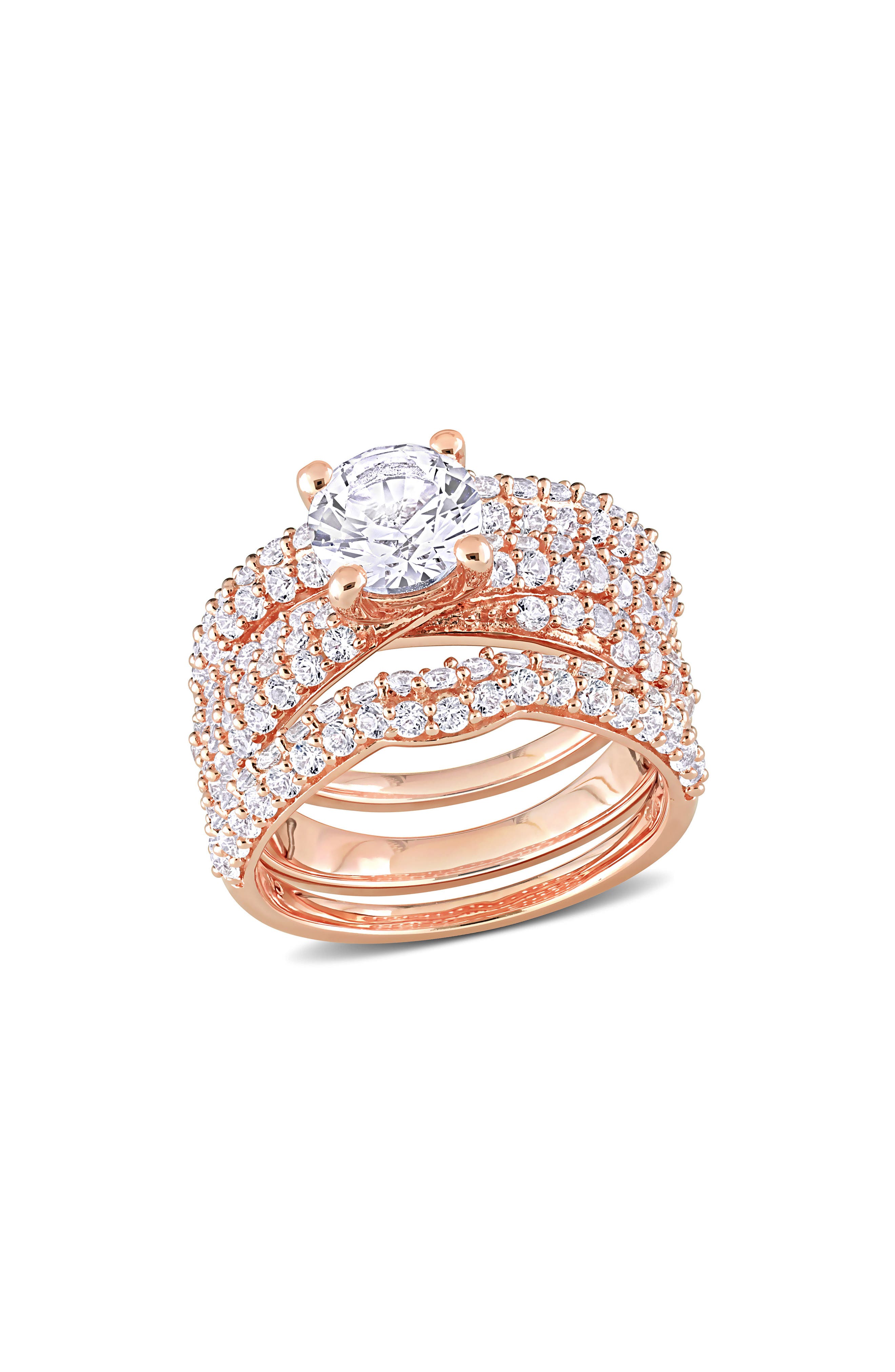 DELMAR Set of 3 Lab Grown White Sapphire Rings