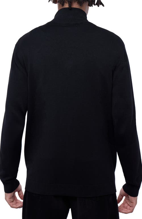 Spring + Mercer Mock Neck Full Zip Sweater In Black