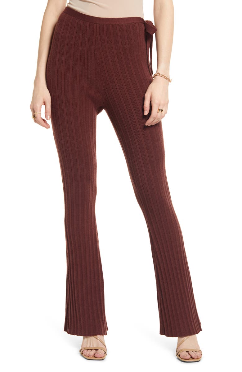 Open Edit Ribbed Side-Tie Knit Pants, Main, color,
