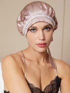 SILKSILKY Pure Silk Lace Bonnet with Ribbons