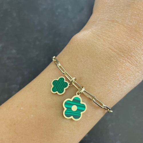 The Lovery Fine Jewelry Malachite Flower Charm In Green