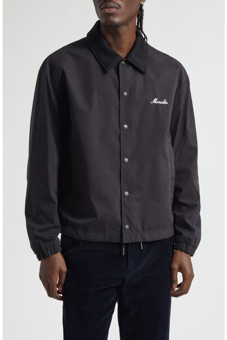 Arinell Logo Embroidered Shirt Jacket, Main, color, BLACK