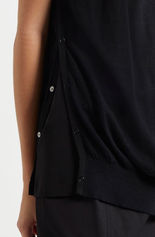 Shop 3.1 Phillip Lim Chiffon Godet Panel Mock Neck Sweater In Black