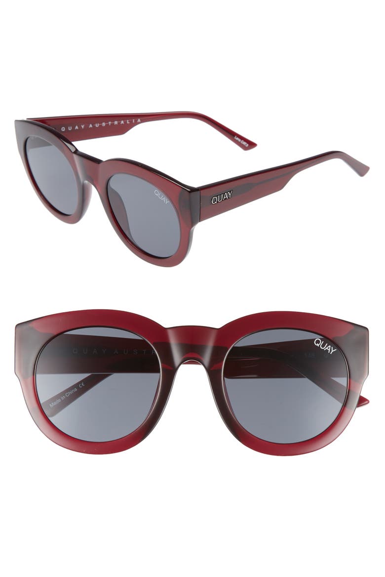 Australia If Only 50mm Round Sunglasses, Main, color, RED/ SMOKE