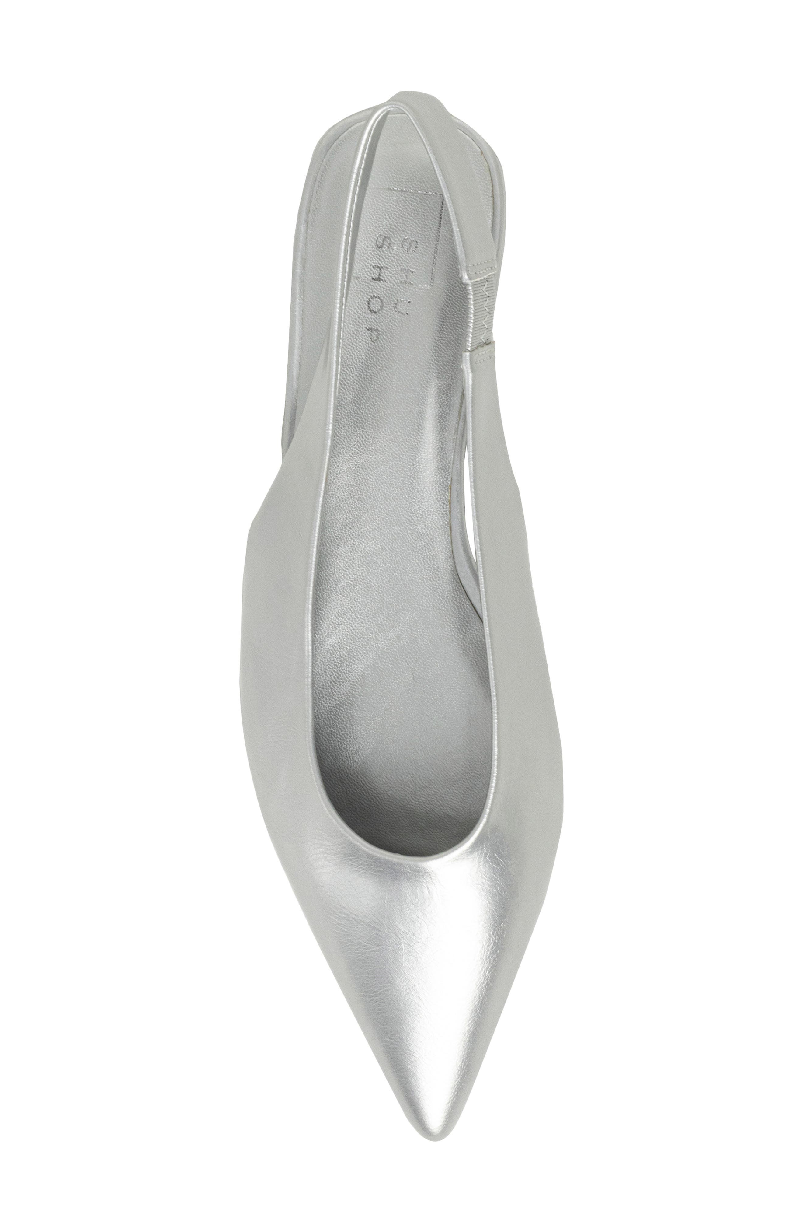 SHUSHOP Amelia Slingback Flat, Alternate, color, Silver
