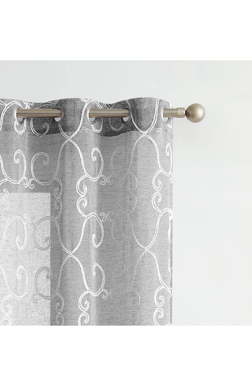 Dainty Home Set Of 2 Embroidered Sheer Curtain Panels In Gray